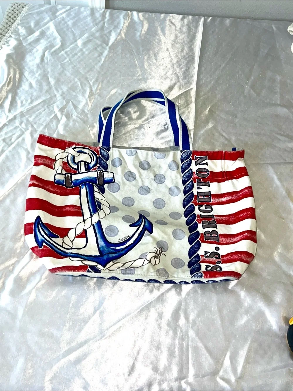 Brighton Nautical Anchor Tote Bag - Red, White & Blue